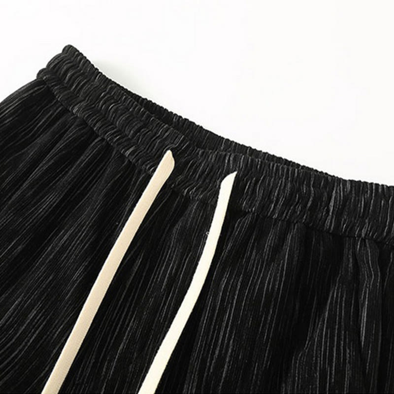 PLUS SIZE Summer Solid Color Design Drawstring Men's Straight Leg Pants With Pockets