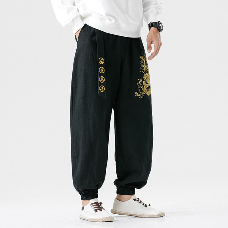 Tactile Cotton Relaxed Cloud Dragon Meditation Pants