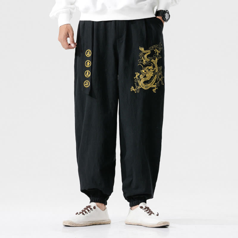 Tactile Cotton Relaxed Cloud Dragon Meditation Pants