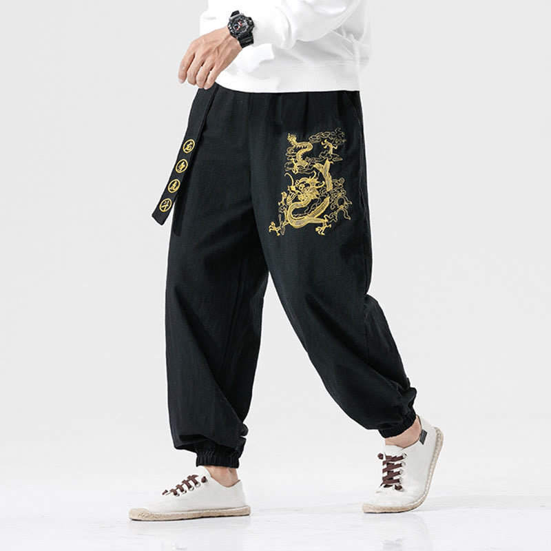 Tactile Cotton Relaxed Cloud Dragon Meditation Pants