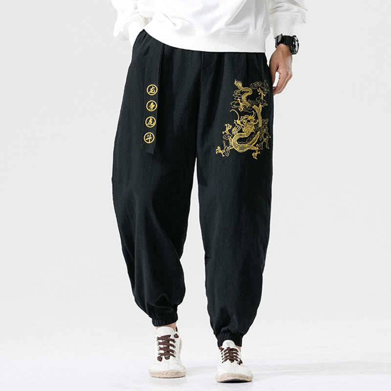 Tactile Cotton Relaxed Cloud Dragon Meditation Pants