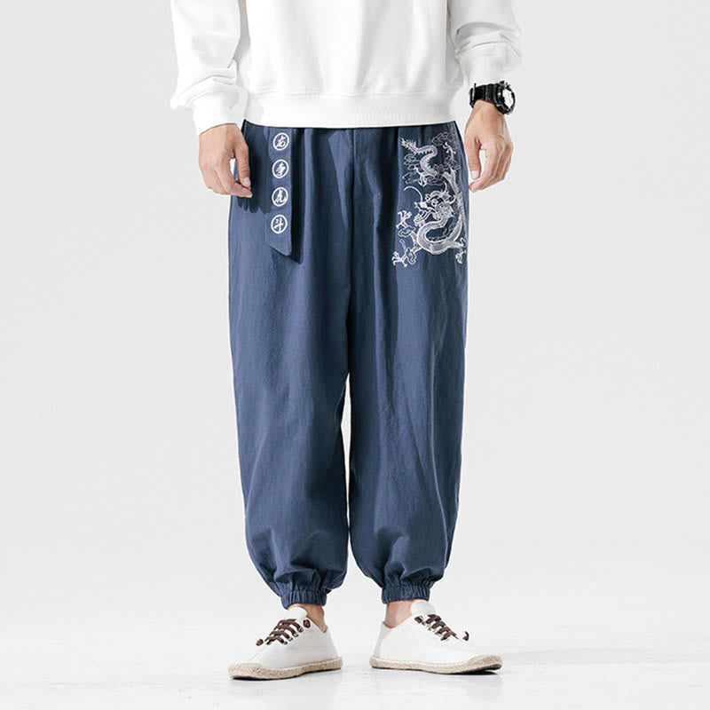 Tactile Cotton Relaxed Cloud Dragon Meditation Pants