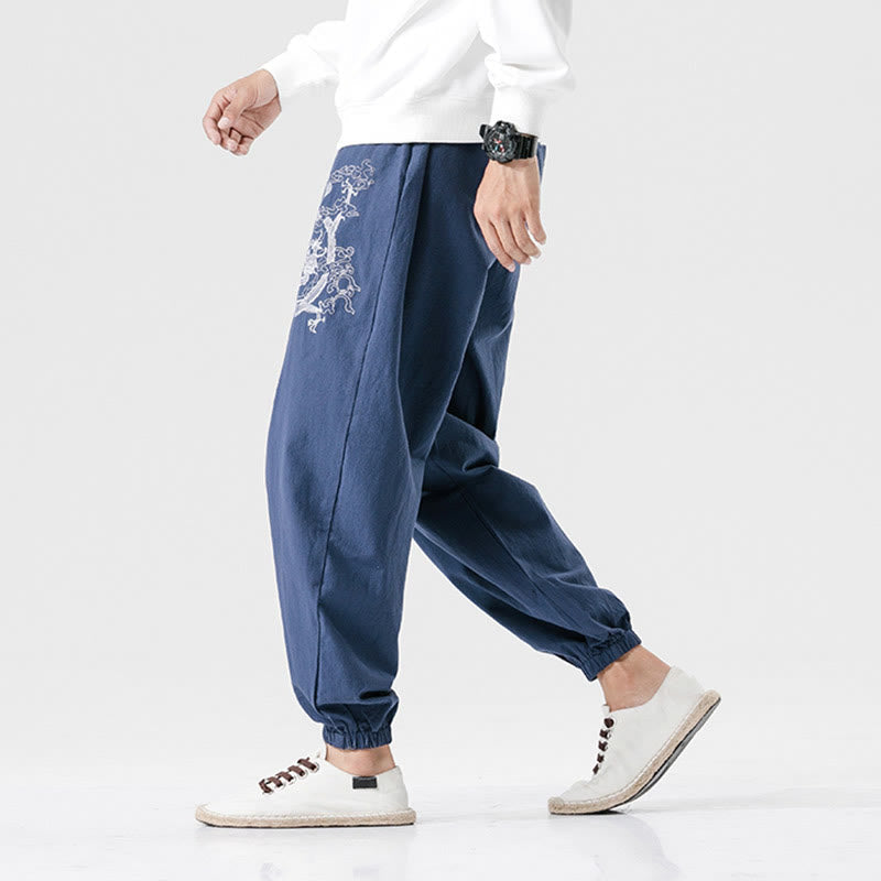 Tactile Cotton Relaxed Cloud Dragon Meditation Pants