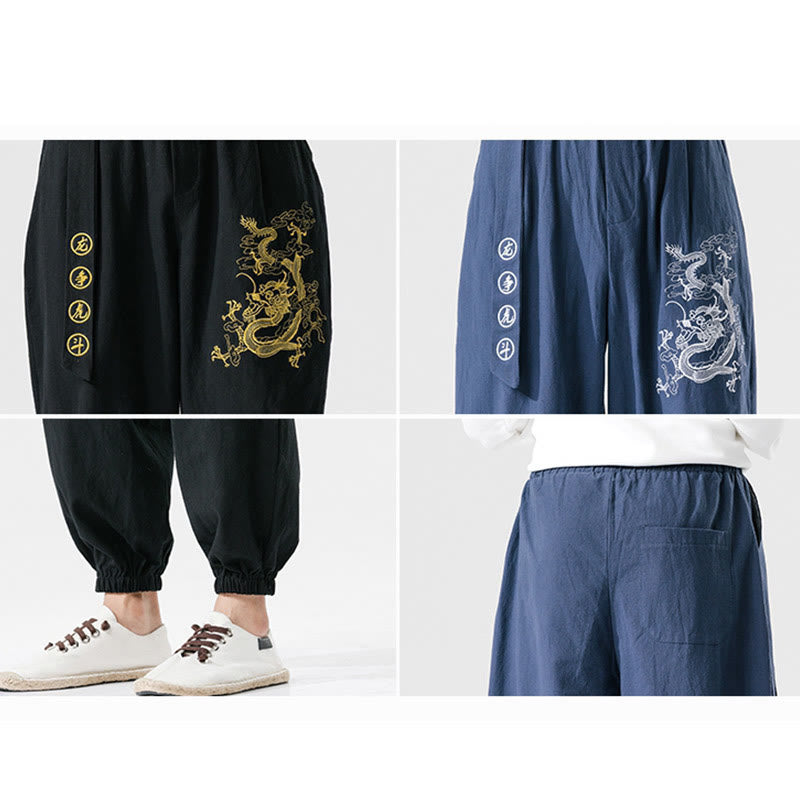 Tactile Cotton Relaxed Cloud Dragon Meditation Pants
