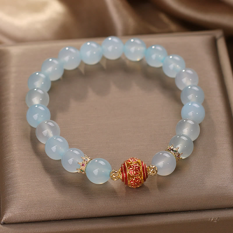Natural Aquamarine Flower Bead Healing Bracelet