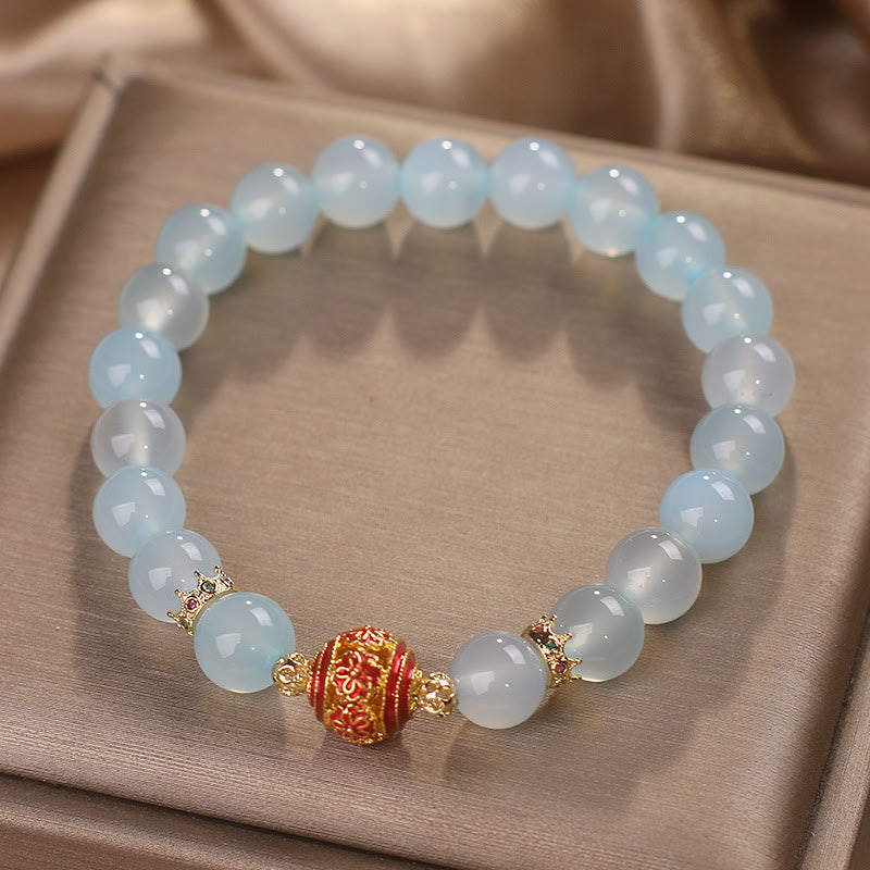 Natural Aquamarine Flower Bead Healing Bracelet