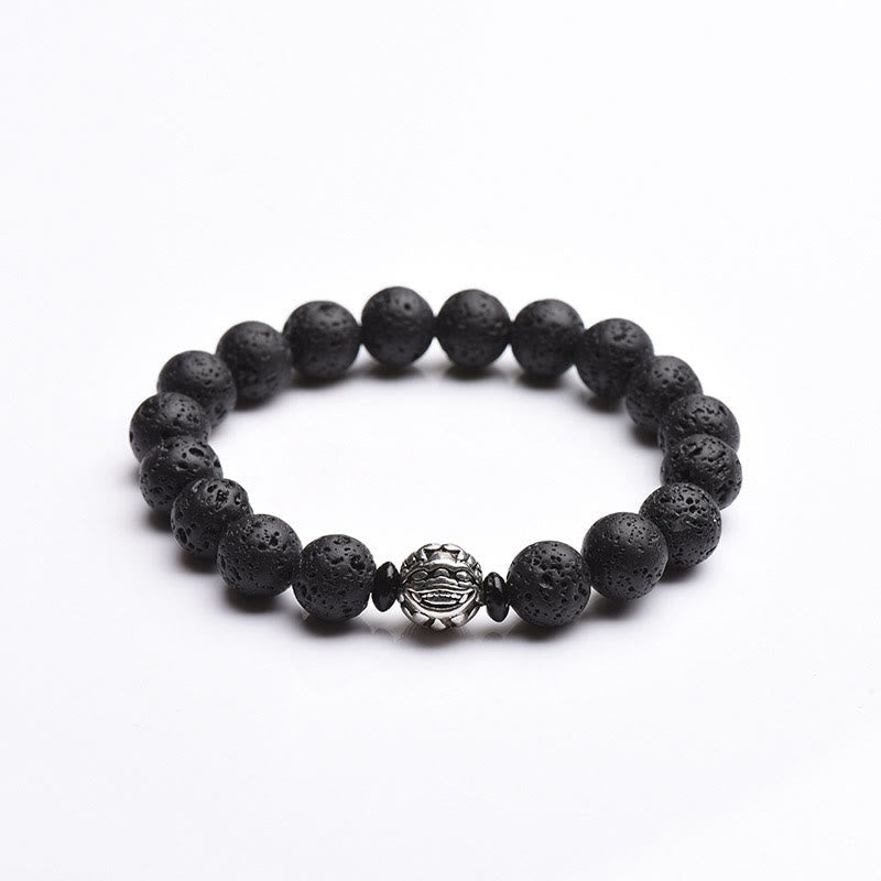 Lava Rock Beads White Copper PiXiu Wealth Bracelet