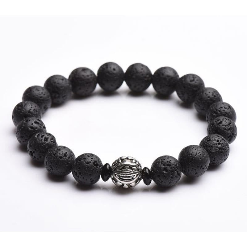 Lava Rock Beads White Copper PiXiu Wealth Bracelet