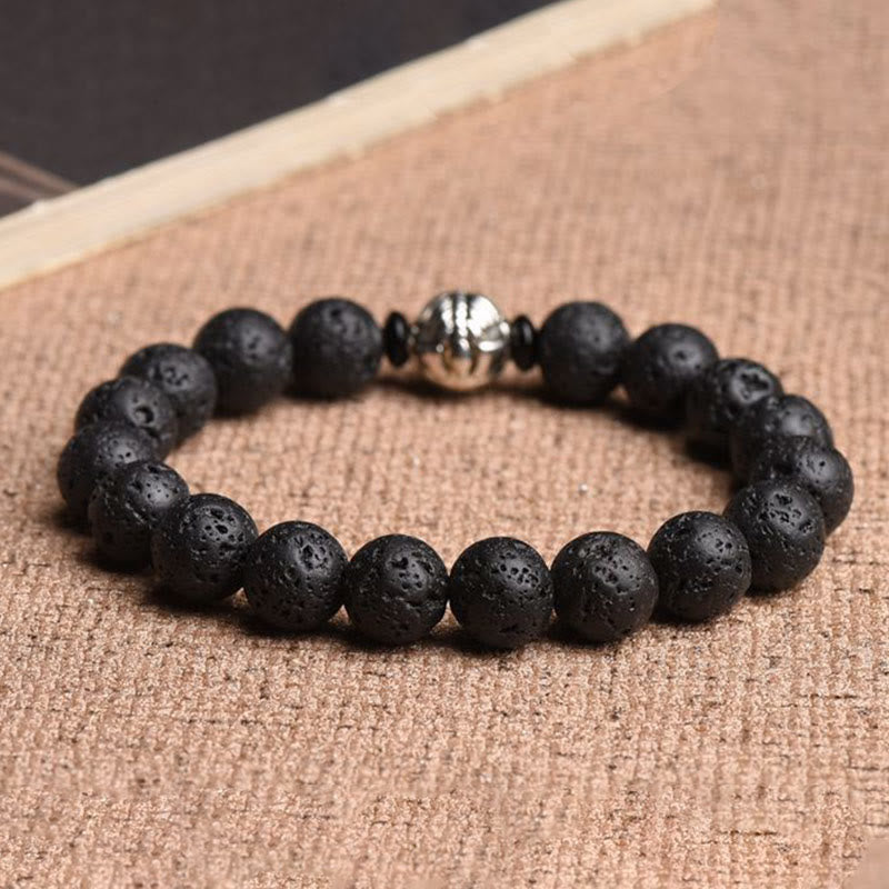 Lava Rock Beads White Copper PiXiu Wealth Bracelet