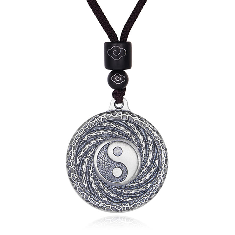999 Sterling Silver Tai Chi Yin Yang Bagua Design Mountain Ghosts Spend Money Necklace Pendant