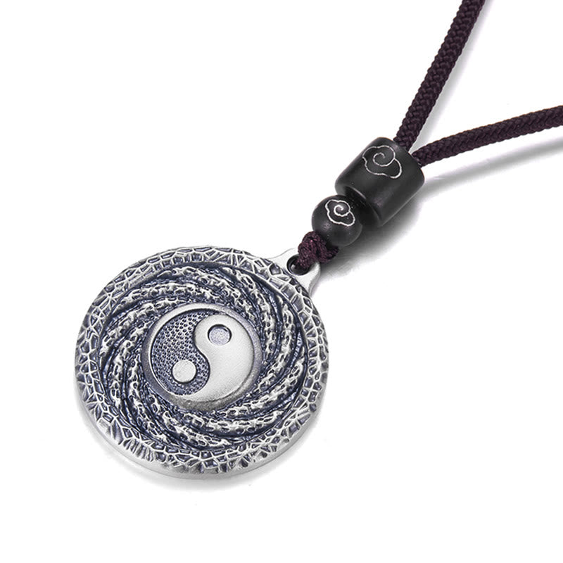 999 Sterling Silver Tai Chi Yin Yang Bagua Design Mountain Ghosts Spend Money Necklace Pendant