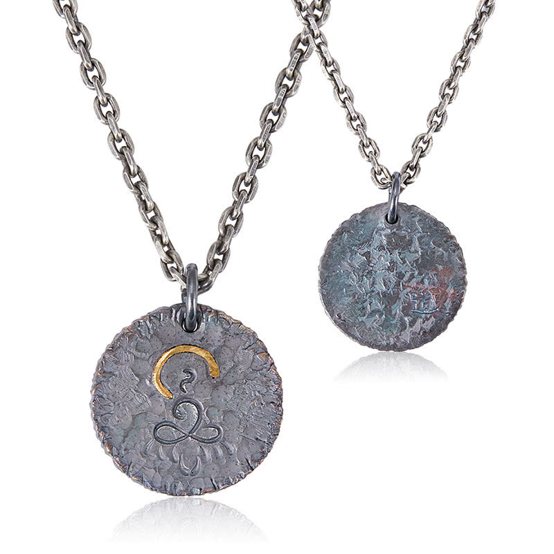 999 Sterling Silver 999 Gold 925 Sterling Silver Buddha Statue Lotus Necklace Pendant