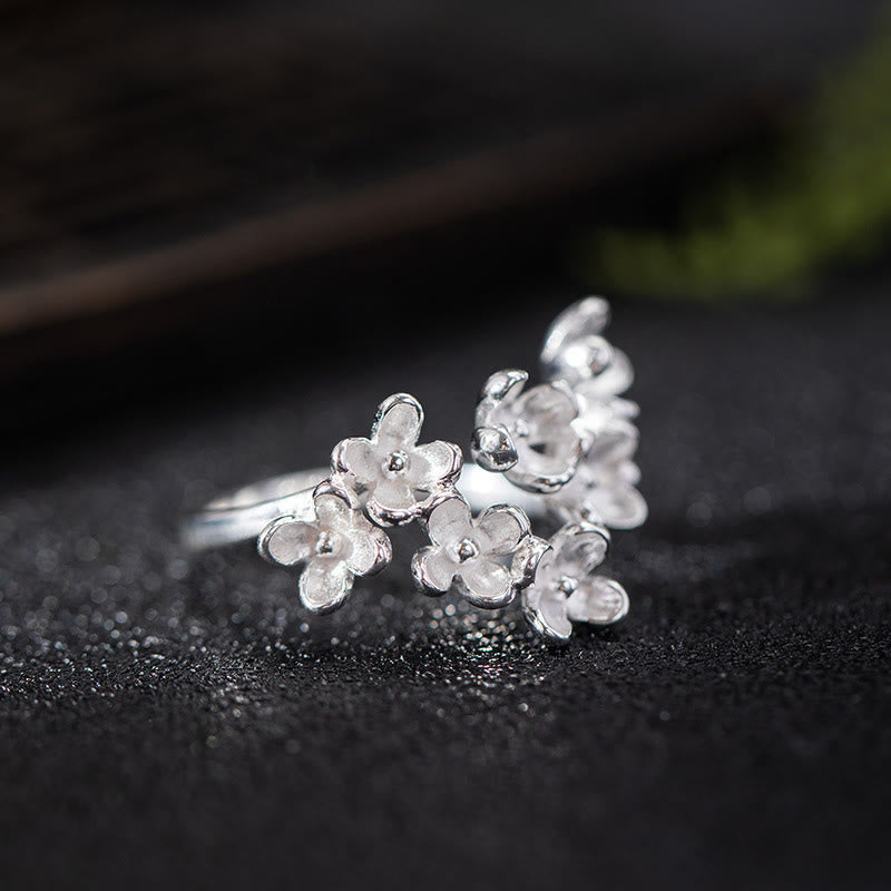 925 Sterling Silver Osmanthus Floral Ring - Golden & Silver Styles