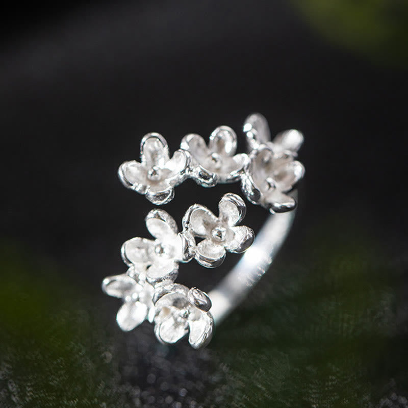 925 Sterling Silver Osmanthus Floral Ring - Golden & Silver Styles