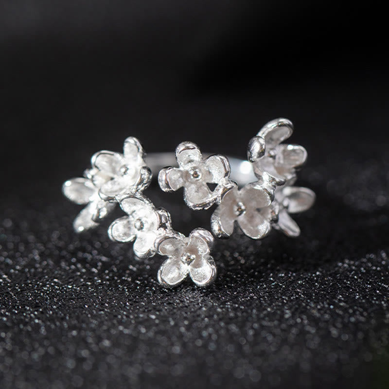 925 Sterling Silver Osmanthus Floral Ring - Golden & Silver Styles