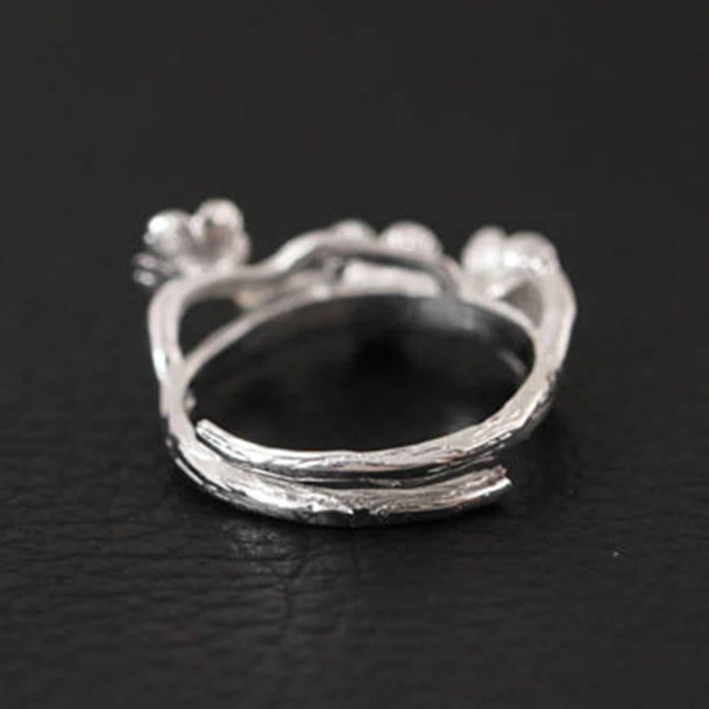 925 Sterling Silver Plum Blossom Nature Inspired Branch Ring