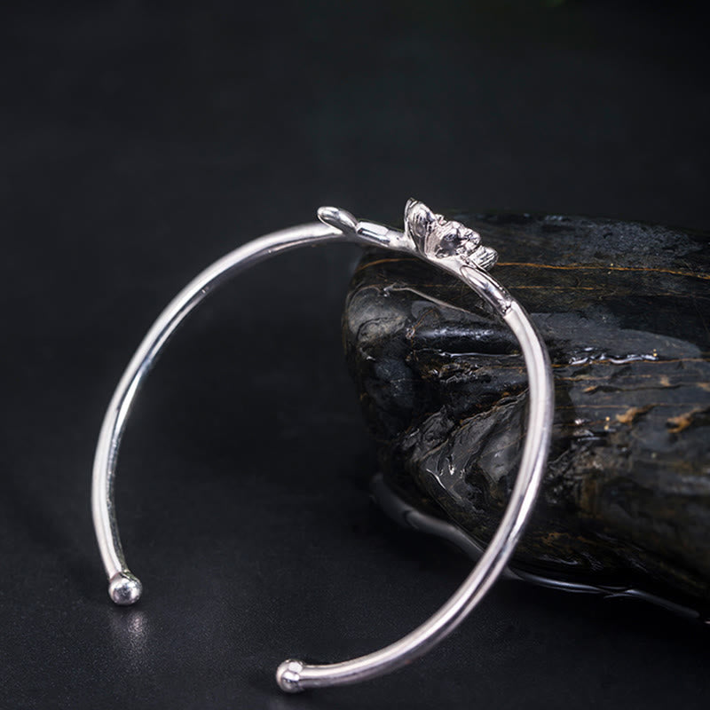 925 Sterling Silver Cherry Blossom Luck Bracelet Bangle