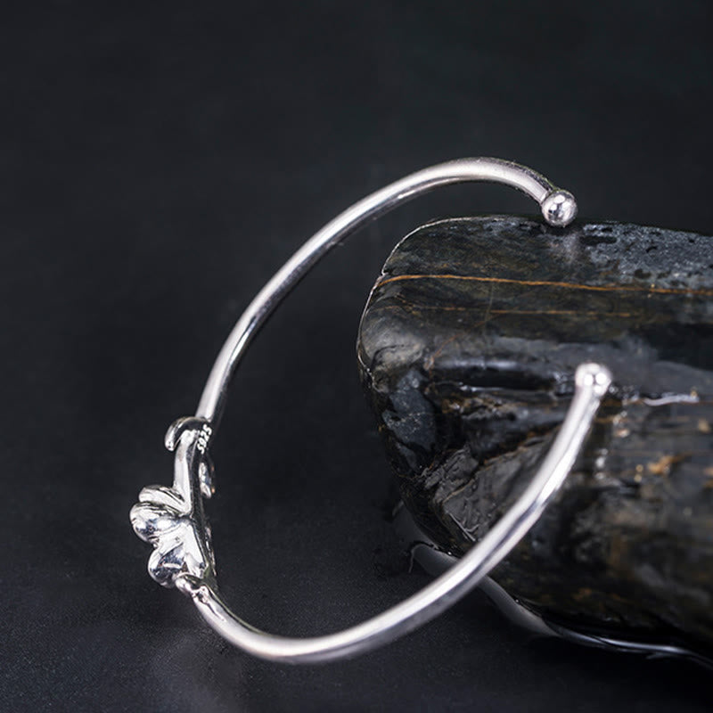 925 Sterling Silver Cherry Blossom Luck Bracelet Bangle