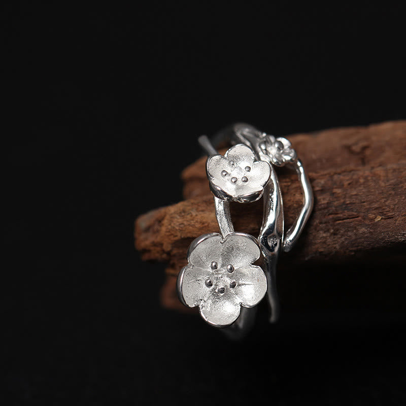 925 Sterling Silver Plum Bossom Balance Ring