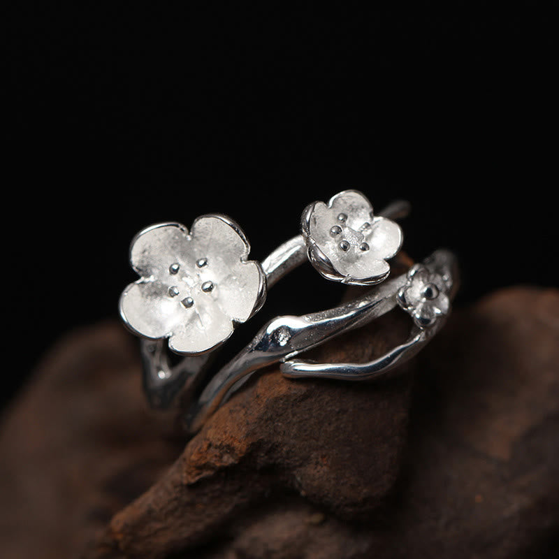 925 Sterling Silver Plum Bossom Balance Ring