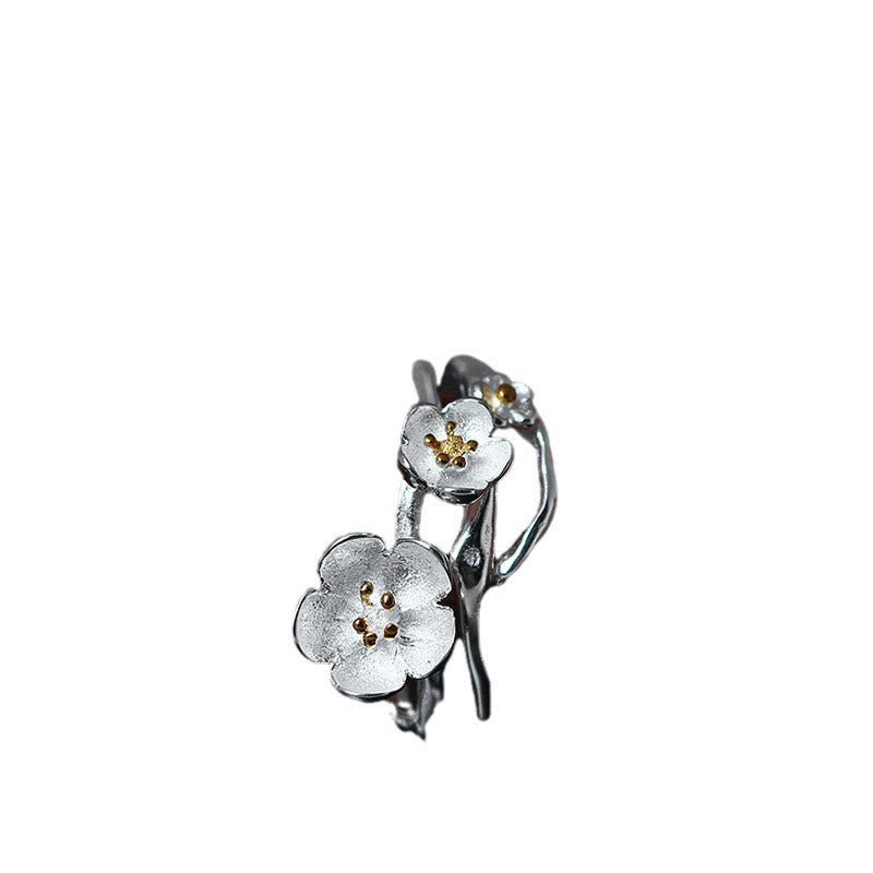 925 Sterling Silver Plum Bossom Balance Ring