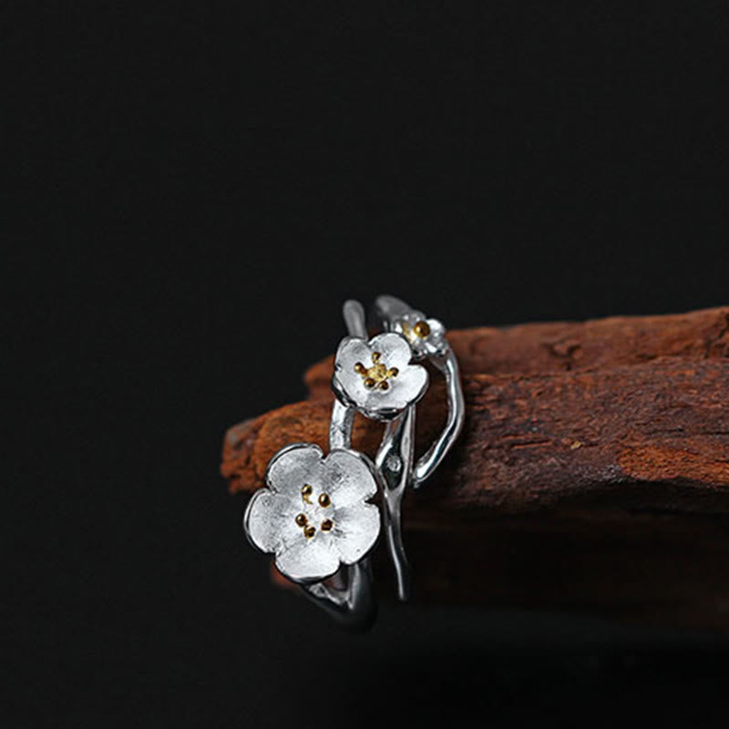 925 Sterling Silver Plum Bossom Balance Ring