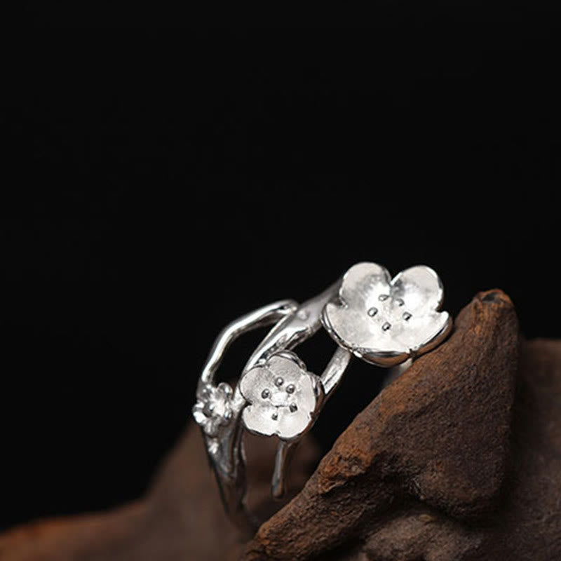 925 Sterling Silver Plum Bossom Balance Ring