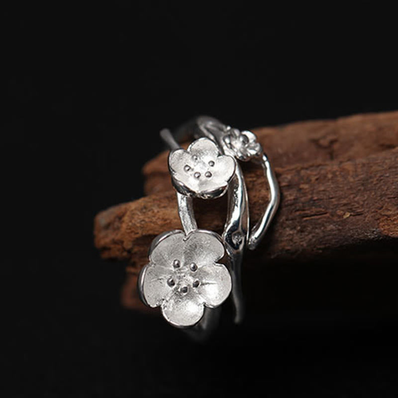 925 Sterling Silver Plum Bossom Balance Ring