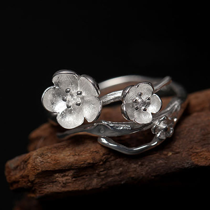 925 Sterling Silver Plum Bossom Balance Ring