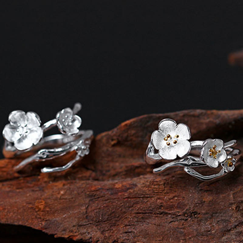 925 Sterling Silver Plum Bossom Balance Ring