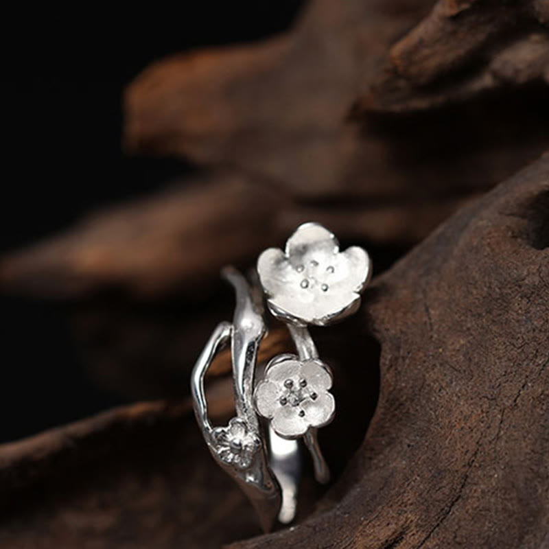 925 Sterling Silver Plum Bossom Balance Ring