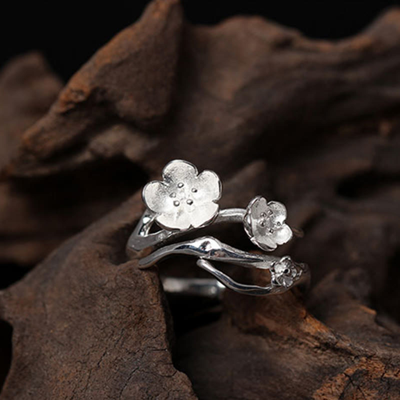 925 Sterling Silver Plum Bossom Balance Ring