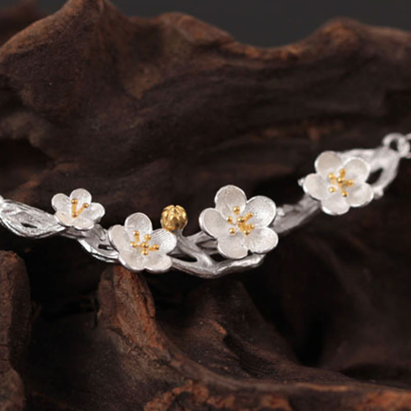 925 Sterling Silver Plum Bossom Protection Necklace Pendant