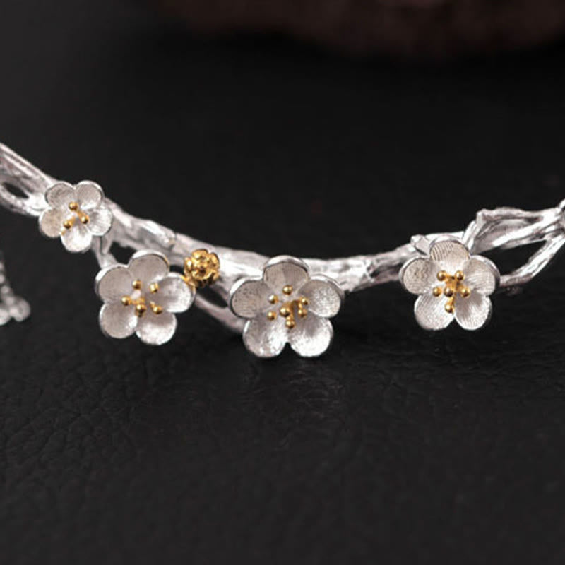 925 Sterling Silver Plum Bossom Protection Necklace Pendant