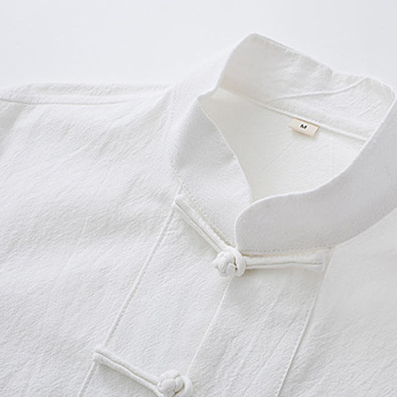 Meditation Frog-Button Tang Long Sleeve Shirt Pants Men's Suit