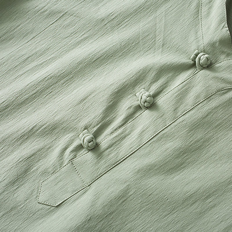 Frog-Button Three Quarter Sleeve Shirt Pants Men's Suit