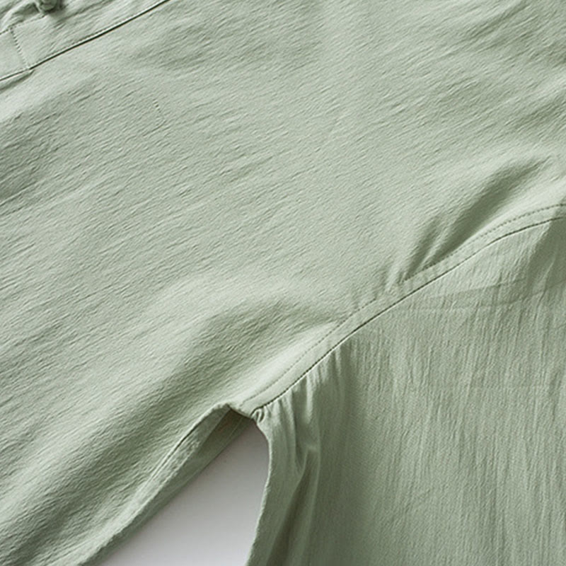 Frog-Button Three Quarter Sleeve Shirt Pants Men's Suit