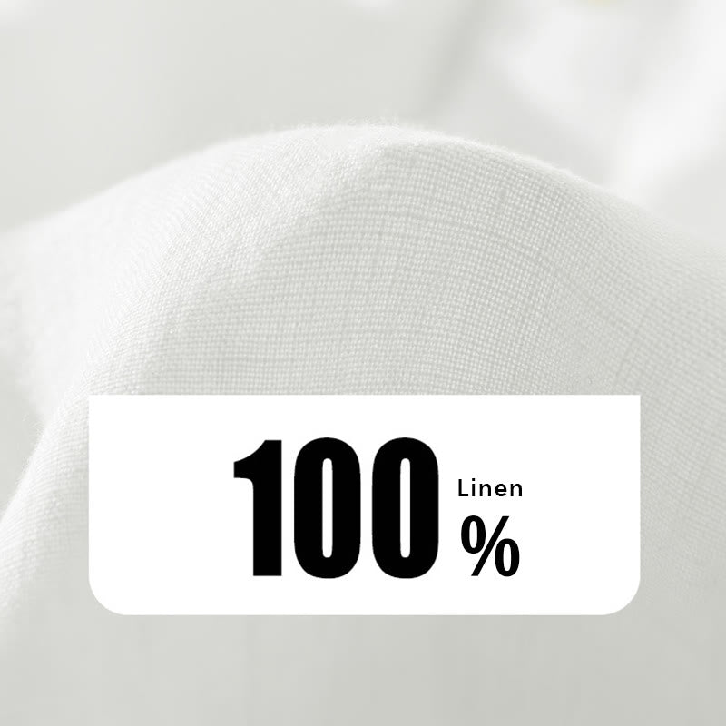 Solid Color Loose Long Sleeve Half Button Shirt Linen Men Clothing