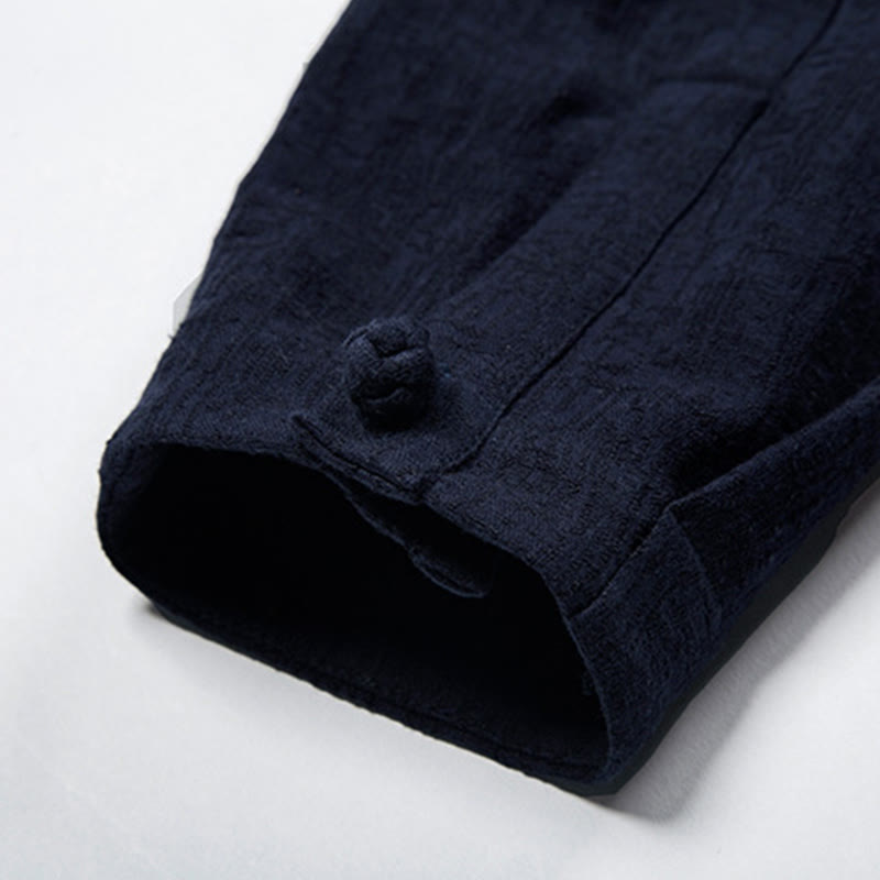 Solid Color Chinese Tang Suit Cotton Linen Jacket Men Clothing