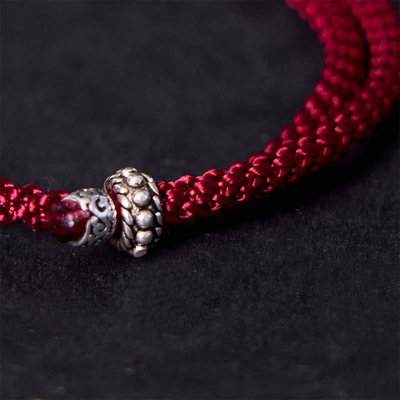 925 Sterling Silver Elephant Amulet Charm Red String Bracelet