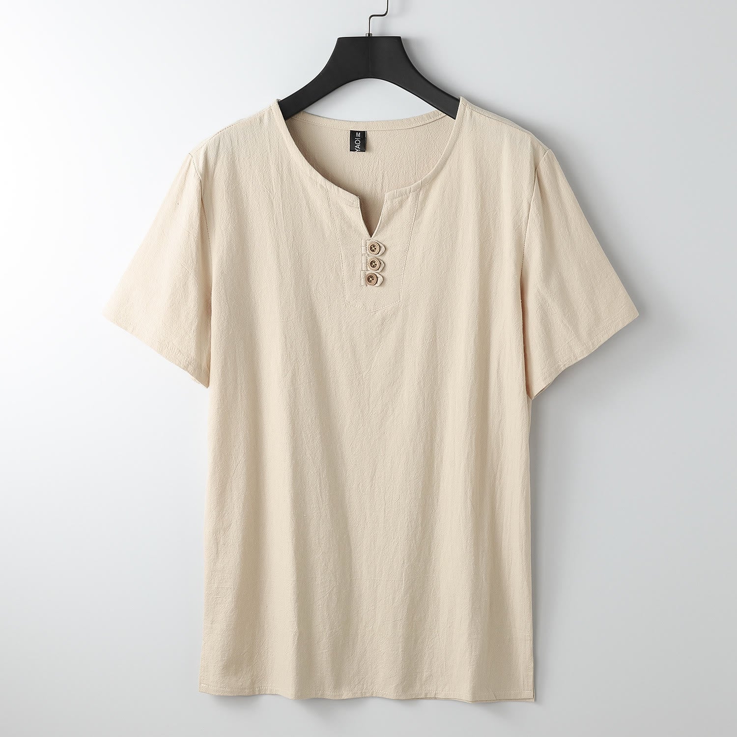 Breathable Linen Blend V-Neck Mindful Meditation T-Shirt
