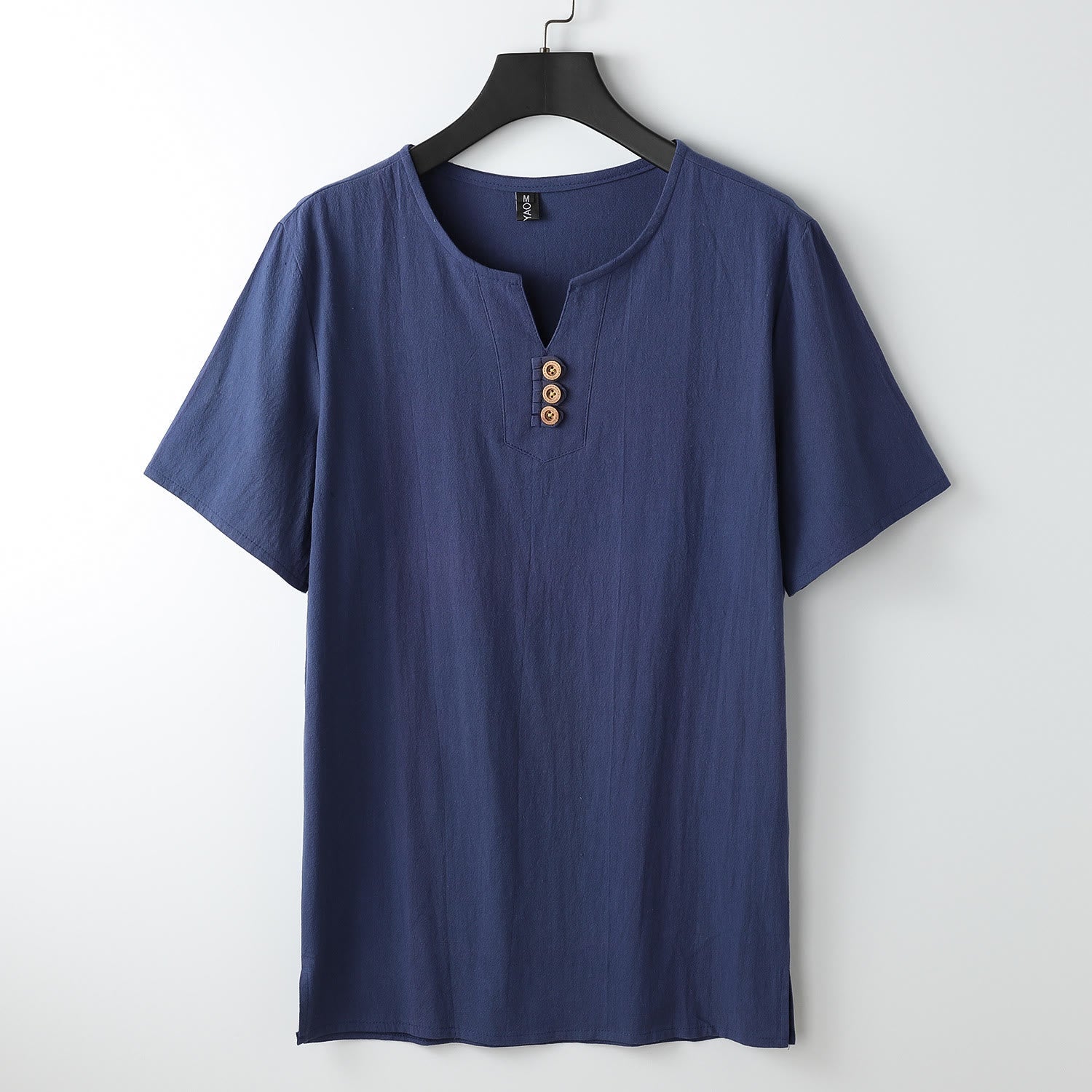 Breathable Linen Blend V-Neck Mindful Meditation T-Shirt