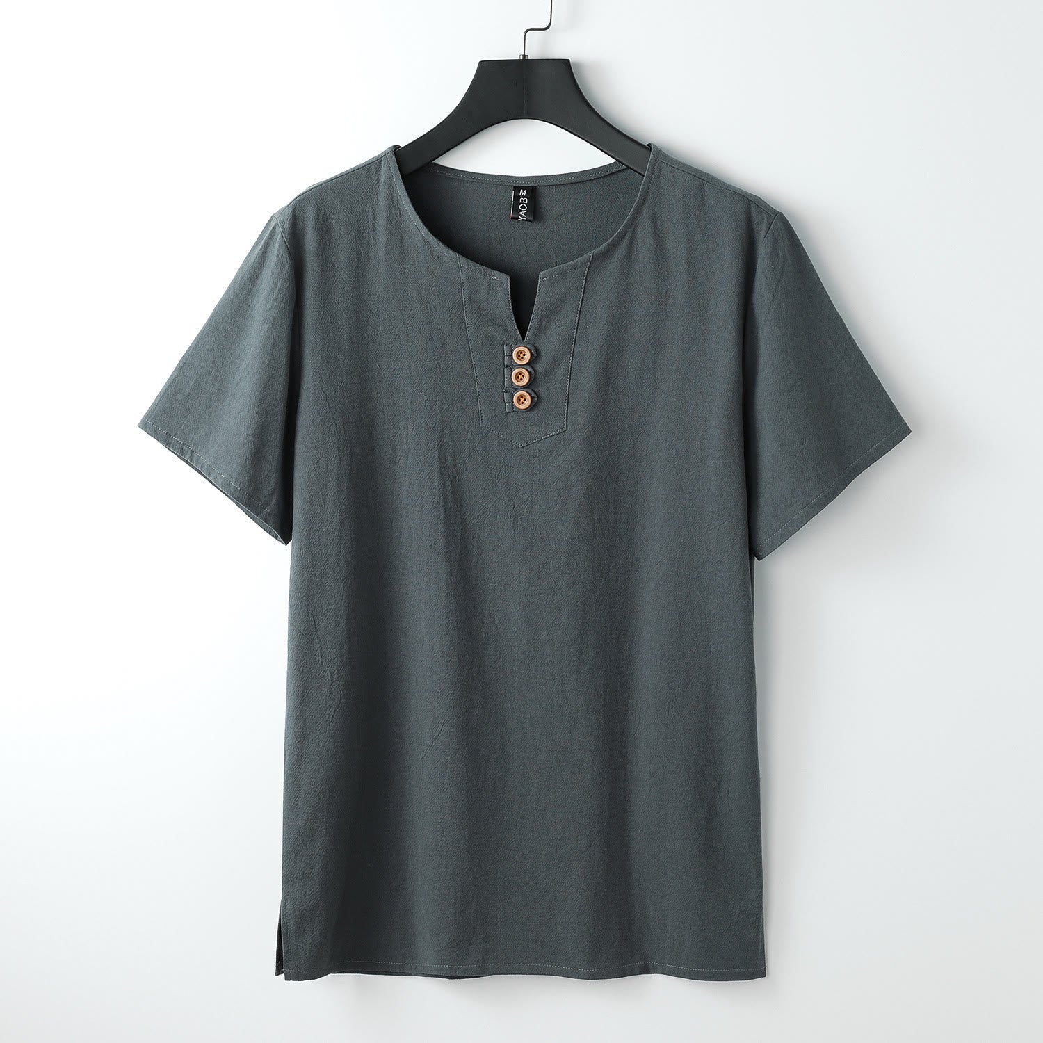 Breathable Linen Blend V-Neck Mindful Meditation T-Shirt