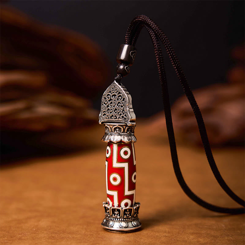 Tibetan Medicine Buddha Nine-Eye Dzi Bead Protection Necklace Pendant
