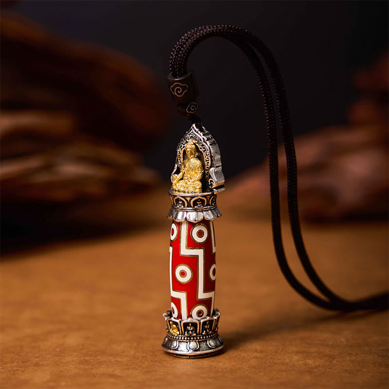 Tibetan Medicine Buddha Nine-Eye Dzi Bead Protection Necklace Pendant
