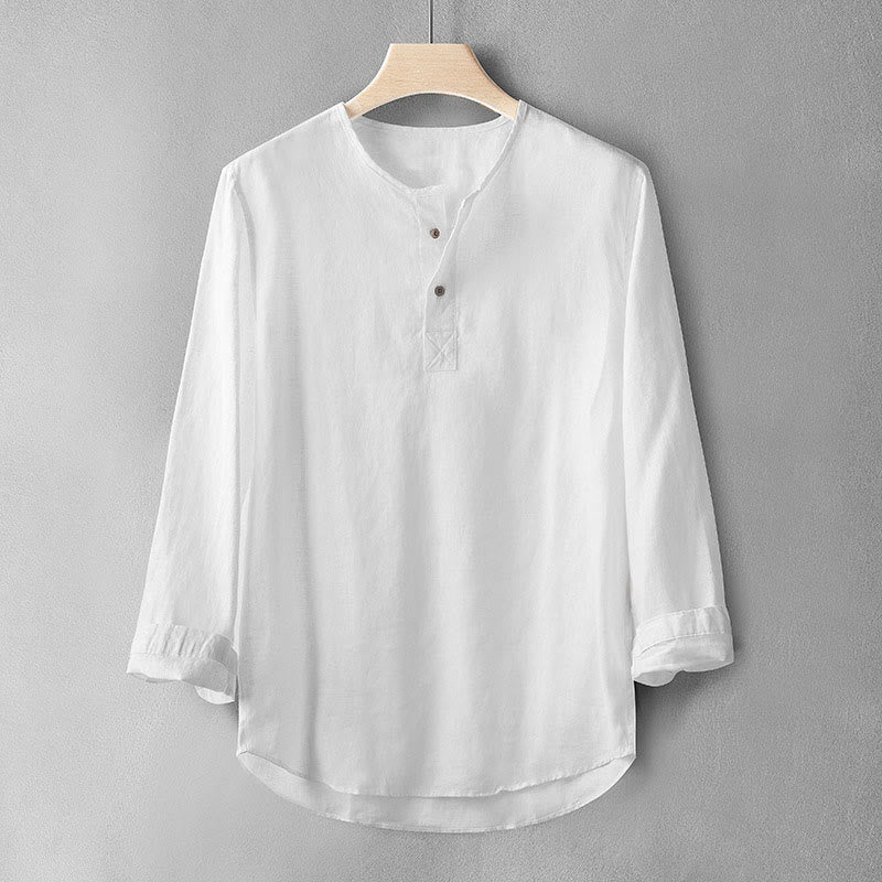 Breathable Linen Stand Collar Meditation Shirt