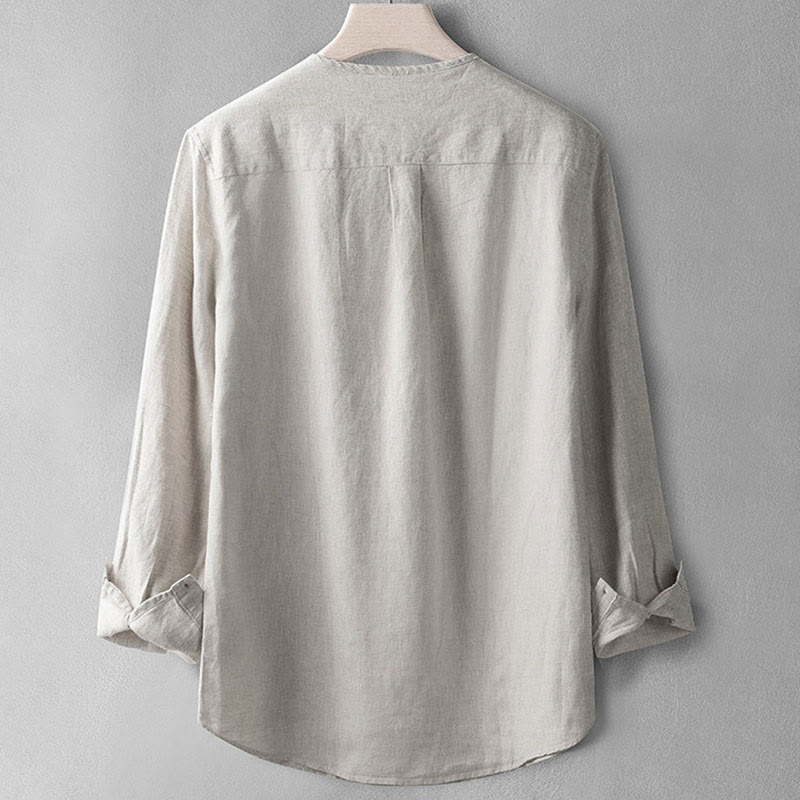 Breathable Linen Stand Collar Meditation Shirt