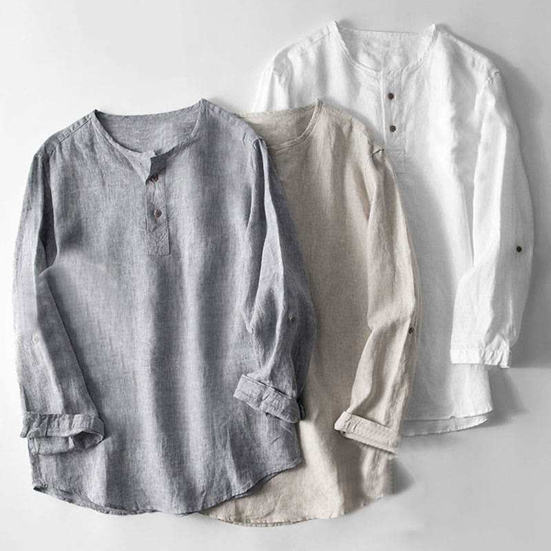 Breathable Linen Stand Collar Meditation Shirt