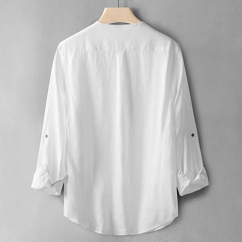 Breathable Linen Stand Collar Meditation Shirt