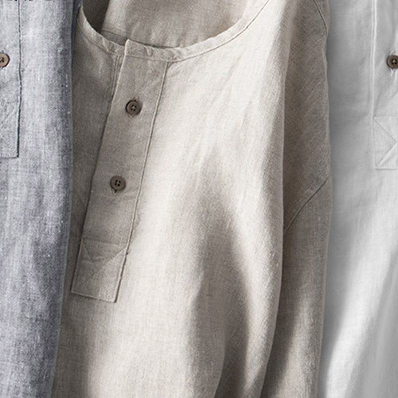 Breathable Linen Stand Collar Meditation Shirt